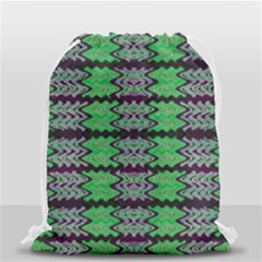 Pattern Tile Green Purple Drawstring Bag (small) by BrightVibesDesign