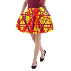 Yellow And Orange Pattern A-line Pocket Skirt by Valentinaart