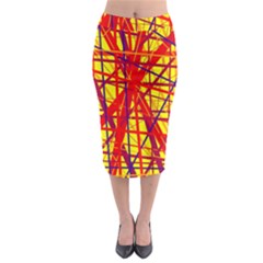 Yellow And Orange Pattern Midi Pencil Skirt by Valentinaart