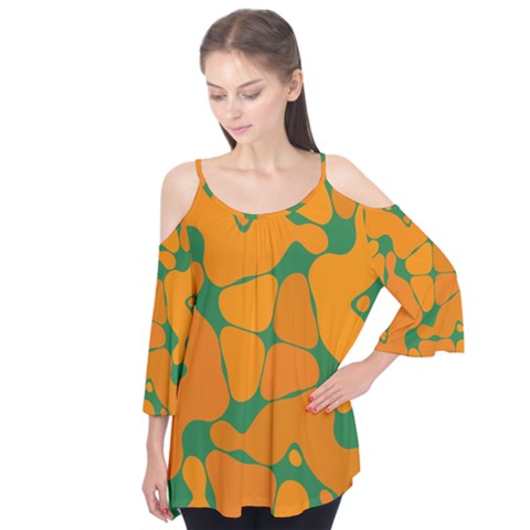 Orange Shapes    Flutter Sleeve Tee by LalyLauraFLM