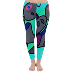 Blue Comic Abstract Winter Leggings  by Valentinaart
