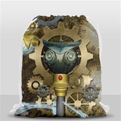 Steampunk, Awesome Owls With Clocks And Gears Drawstring Bag (small) by FantasyWorld7