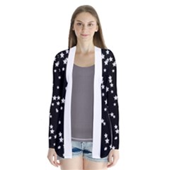 Black And White Starry Pattern Drape Collar Cardigan by DanaeStudio