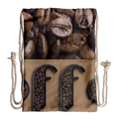 Funny Coffee Beans Brown Typography Drawstring Bag (large) by yoursparklingshop