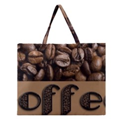 Funny Coffee Beans Brown Typography Zipper Large Tote Bag by yoursparklingshop