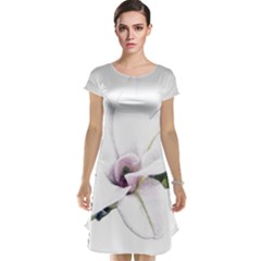 White Magnolia Pencil Drawing Art Cap Sleeve Nightdress by picsaspassion