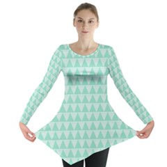 Mint Color Triangle Pattern Long Sleeve Tunic  by picsaspassion