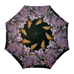 Butterfly Sitting On Flowers Golf Umbrellas by picsaspassion