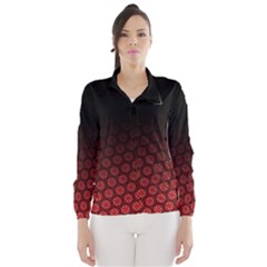 Ombre Black And Red Passion Floral Pattern Wind Breaker (women) by DanaeStudio