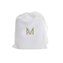 M Monogram Initial Letter M Golden Chic Stylish Typography Gold Drawstring Pouches (large)  by yoursparklingshop