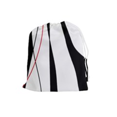 Red, White And Black Elegant Design Drawstring Pouches (large)  by Valentinaart