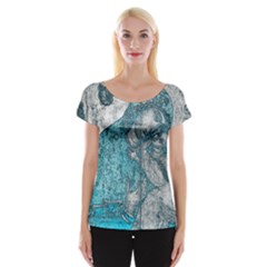 Mother Mary And Infant Jesus Christ  Blue Portrait Old Vintage Drawing Women s Cap Sleeve Top by yoursparklingshop