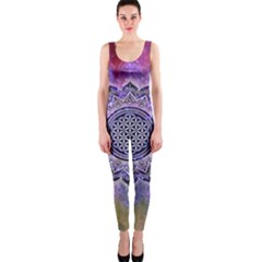 Flower Of Life Indian Ornaments Mandala Universe Onepiece Catsuit by EDDArt