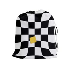 Dropout Yellow Black And White Distorted Check Drawstring Pouches (extra Large) by designworld65