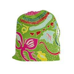 Green Organic Abstract Drawstring Pouches (extra Large) by DanaeStudio