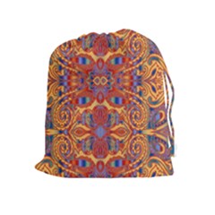 Oriental Watercolor Ornaments Kaleidoscope Mosaic Drawstring Pouches (extra Large) by EDDArt