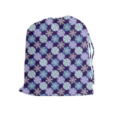Snowflakes Pattern Drawstring Pouches (extra Large) by DanaeStudio
