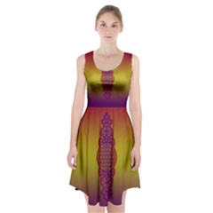 Flower Of Life Vintage Gold Ornaments Red Purple Olive Racerback Midi Dress by EDDArt