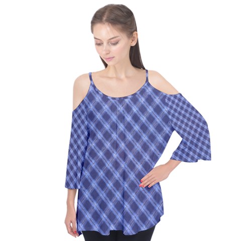 Blue And White Checkered Painting Design  Flutter Tees by GabriellaDavid