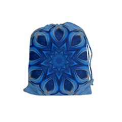 Blue Blossom Mandala Drawstring Pouches (large)  by designworld65
