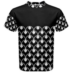 White And Black Geometric Design  Men s Cotton Tee by GabriellaDavid