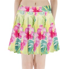 Tropical Dream Hibiscus Pattern Pleated Mini Skirt by DanaeStudio