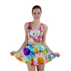 Colorful Daisy Garden Mini Skirt by DanaeStudio