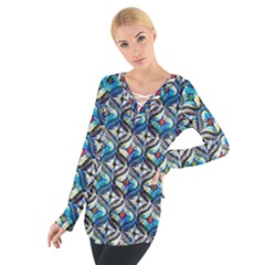 Multicolor Geometric Pattern Women s Tie Up Tee by GabriellaDavid