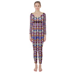 Ethnic Colorful Pattern Long Sleeve Catsuit by dflcprintsclothing