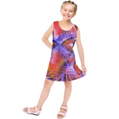 Crystal Star Dance, Abstract Purple Orange Kids  Tunic Dress by DianeClancy