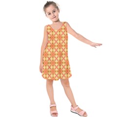 Peach Pineapple Abstract Circles Arches Kids  Sleeveless Dress by DianeClancy