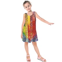 Conundrum I, Abstract Rainbow Woman Goddess  Kids  Sleeveless Dress by DianeClancy