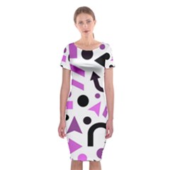 Magenta Direction Pattern Classic Short Sleeve Midi Dress by Valentinaart