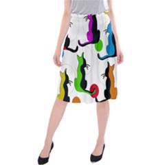 Colorful Abstract Cats Midi Beach Skirt by Valentinaart