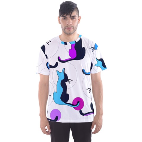 Purple Abstract Cats Men s Sport Mesh Tee by Valentinaart
