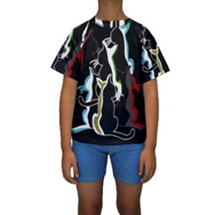 Street Cats Kids  Short Sleeve Swimwear by Valentinaart