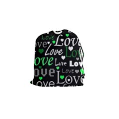 Green Valentine s Day Pattern Drawstring Pouches (small)  by Valentinaart