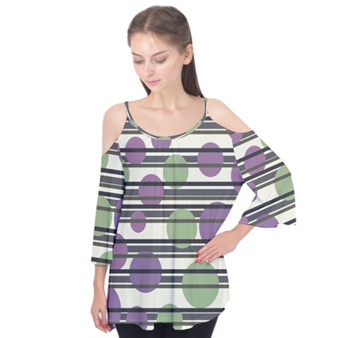 Purple And Green Elegant Pattern Flutter Tees by Valentinaart