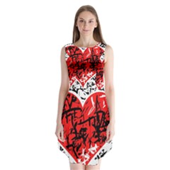 Red Hart - Graffiti Style Sleeveless Chiffon Dress   by Valentinaart