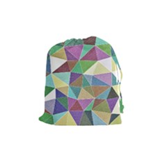 Colorful Triangles, Pencil Drawing Art Drawstring Pouches (medium)  by picsaspassion