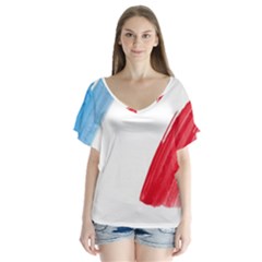Tricolor Banner France Flutter Sleeve Top by picsaspassion