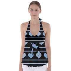 Blue Harts Pattern Babydoll Tankini Top by Valentinaart