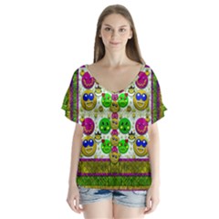 Smile And The Whole World Smiles With You Flutter Sleeve Top by pepitasart