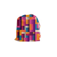 Abstract Background Geometry Blocks Drawstring Pouches (small)  by Amaryn4rt