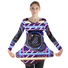 Abstract Sphere Room 3d Design Long Sleeve Tunic  by Amaryn4rt
