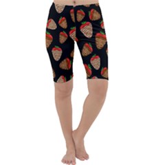 Chocolate Strawberries Pattern Cropped Leggings  by Valentinaart