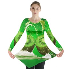 Kiwi Fruit Vitamins Healthy Cut Long Sleeve Tunic  by Amaryn4rt