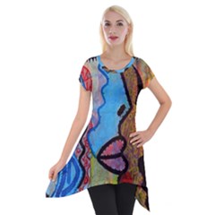 Graffiti Wall Color Artistic Short Sleeve Side Drop Tunic by Amaryn4rt
