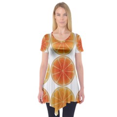Orange Discs Orange Slices Fruit Short Sleeve Tunic  by Amaryn4rt