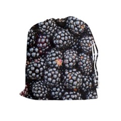 Blackberries Background Black Dark Drawstring Pouches (extra Large) by Amaryn4rt